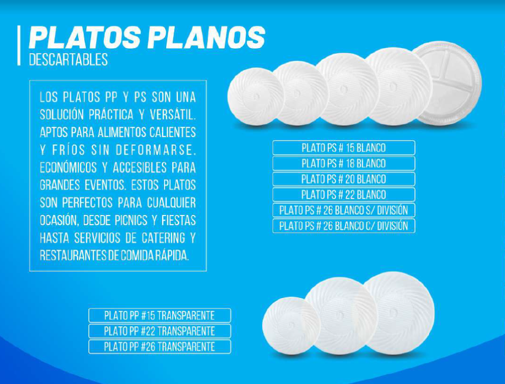 Platos planos descartables